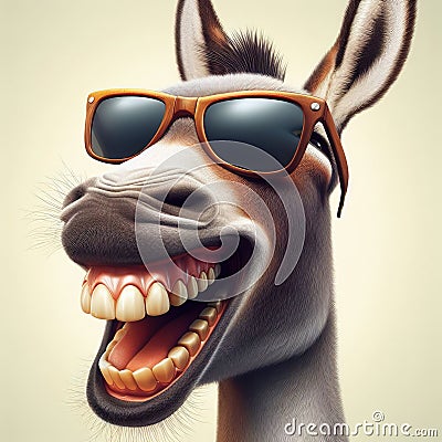 Cheerful donkey smiling. Generative AI Cartoon Illustration