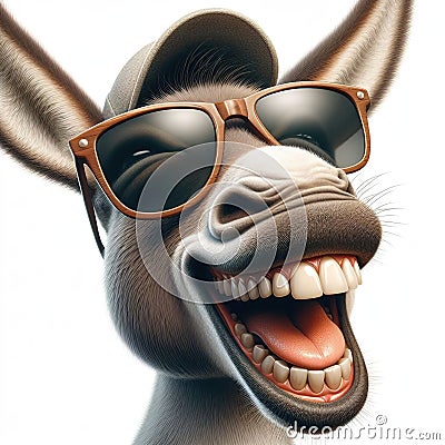 Cheerful donkey smiling. Generative AI Cartoon Illustration