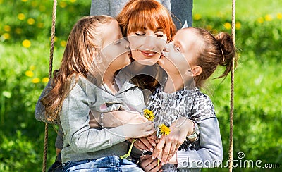 cheerful family having a picnic. Stock Photo