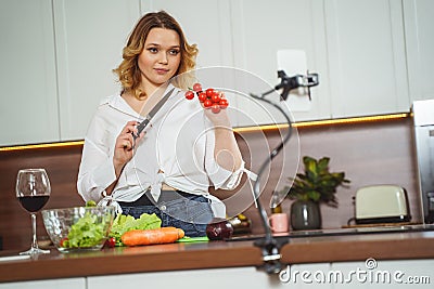 Cheerful female person looking straight at camera Stock Photo