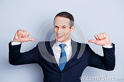 Cheerful financier, positive economist, confident politic man in Stock Photo