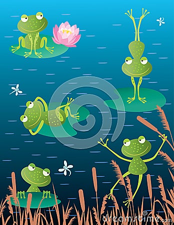 Cheerful frogs Vector Illustration