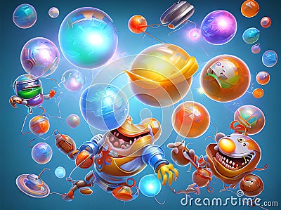 Cheerful Funny Balls, Generative AI Illustration Stock Photo