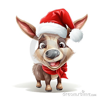 Cheerful Funny Donkey Holiday Illustration Isolated on White Background Cartoon Illustration