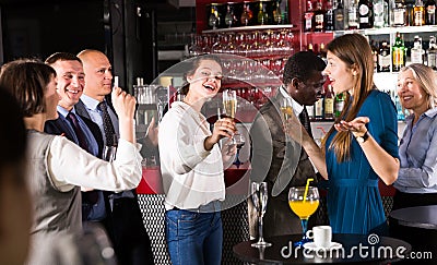 Girls funning on firms party Stock Photo