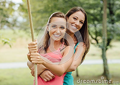 Cheerful girls at the park Stock Photo