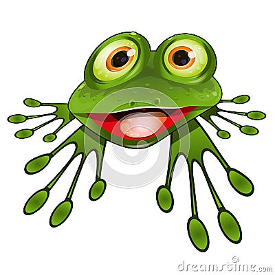 Cheerful Green Frog Vector Illustration