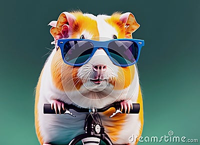 cheerful hamster with polarizing glasses Stock Photo