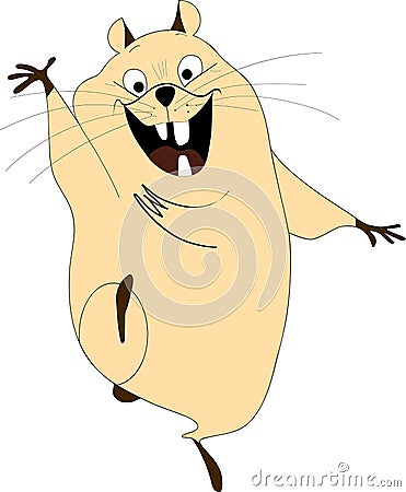 Cheerful hamster waving pen, cartoon, character Vector Illustration