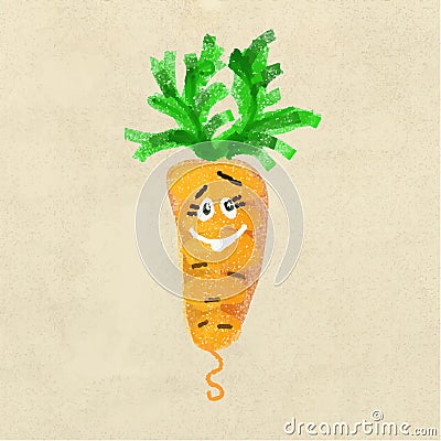 Cheerful and happy vegetable root carrots. Cartoon Illustration