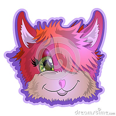 Cheerful head of a kitten Vector Illustration