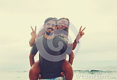 Cheerful hippie love couple in vintage summer style Stock Photo