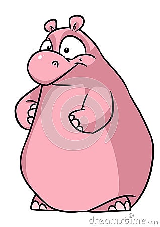 Cheerful hippo character illustration cartoon Cartoon Illustration