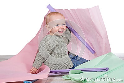 Cheerful laughing young baby Stock Photo