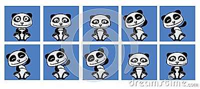 Cheerful little panda paw waving Vector Illustration