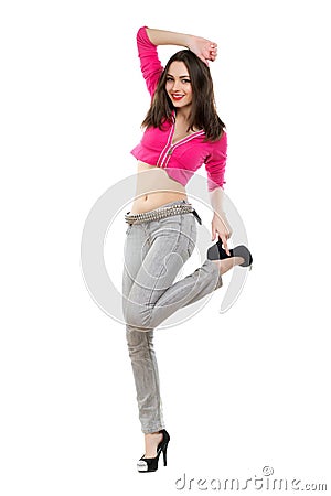 Cheerful nice lady Stock Photo