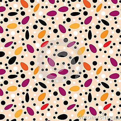 A cheerful pattern of sesame seeds on a peach background. Vector Illustration