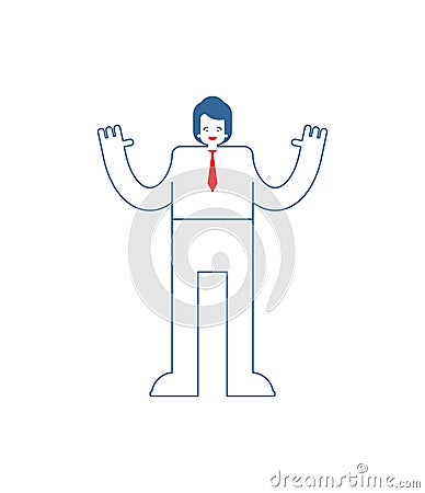 Cheerful person. Joyful businessman. The concept of good luck in business. Office senses Vector Illustration