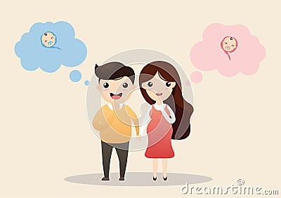 Cheerful pregnant couple Vector Illustration