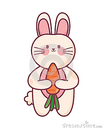 Cheerful rabbit love carrots Vector Illustration