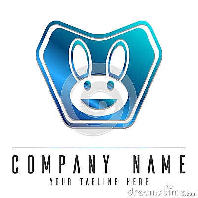 Cheerful rabbit logo Vector Illustration