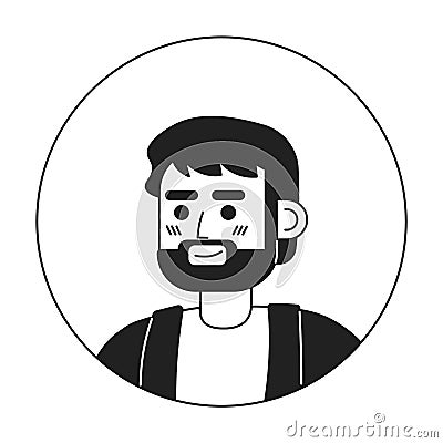 Cheerful red haired european man monochrome flat linear character head Vector Illustration