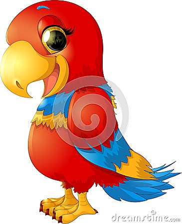 Cheerful red parrot Vector Illustration