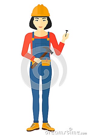 Cheerful repairer engineer. Vector Illustration