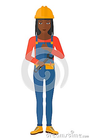 Cheerful repairer with spanner Vector Illustration