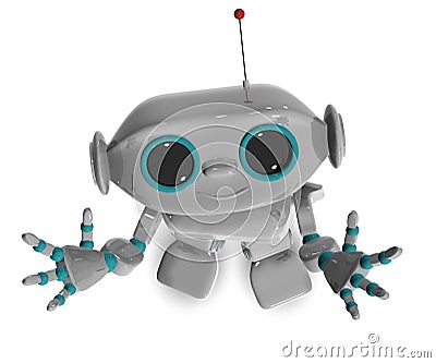 Cheerful robot top Cartoon Illustration