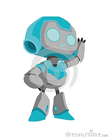 Cheerful robot welcomes Vector Illustration