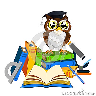 Cheerful school owl Vector Illustration