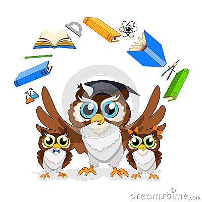 Cheerful school owl Vector Illustration