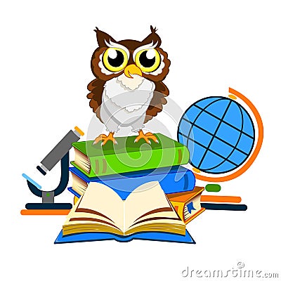 Cheerful school owl Vector Illustration