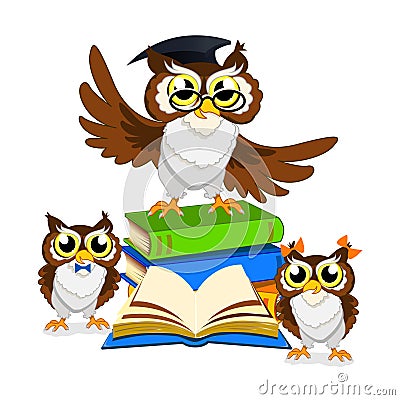 Cheerful school owl Vector Illustration