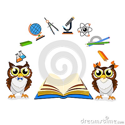 Cheerful school owl Vector Illustration