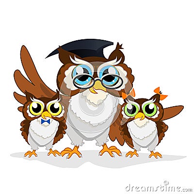 Cheerful school owl Vector Illustration