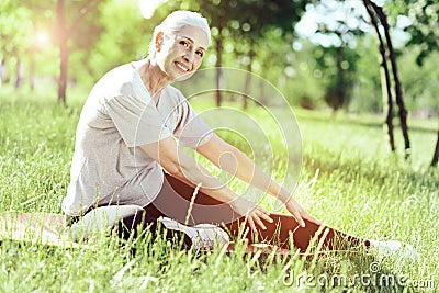 Beautiful smile of an active enthusiastic pensioner Stock Photo