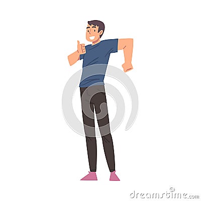 Cheerful Smiling Young Man Showing Thumb Up, Happy Person Character in Casual Clothes Cartoon Style Vector Illustration Vector Illustration