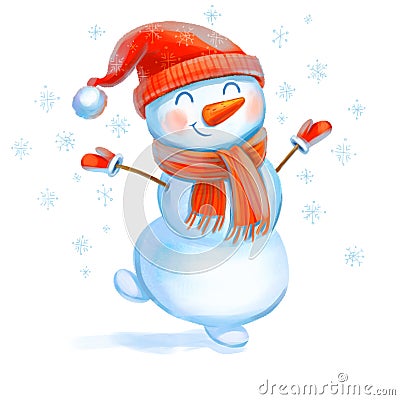 Cheerful snowman Stock Photo