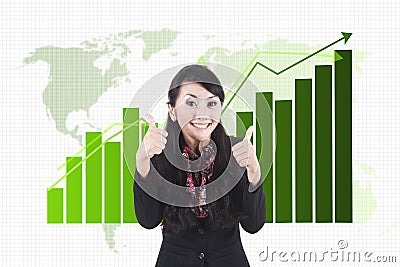 Cheerful success businesswoman Stock Photo