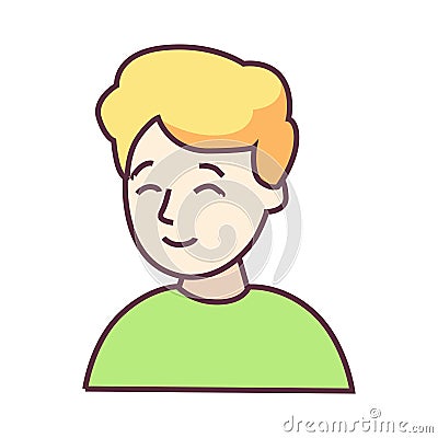 Cheerful teen boy. Embarrassed smiling guy Vector Illustration