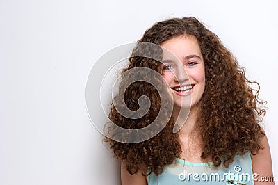 Cheerful teenage girl laughing Stock Photo