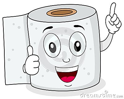 Cheerful Toilet Paper Smiling Character Vector Illustration