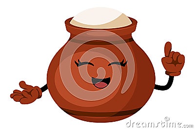 Cheerful traditional clay pot cartoon character for happy Pongal harvest festival celebration Vector Illustration