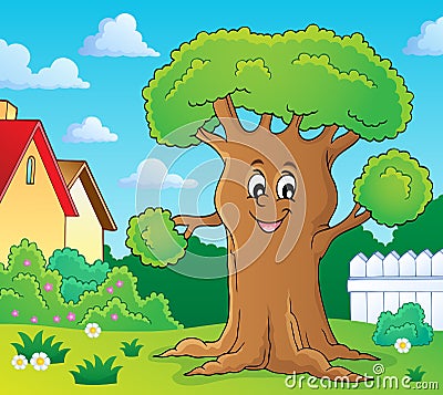 Cheerful tree theme image 2 Vector Illustration