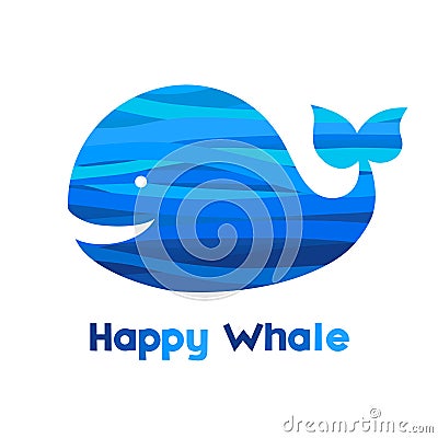 Cheerful whale. Vector Illustration