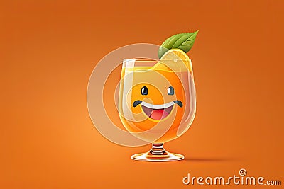 Cheerfull Orange Juice Glass Generative AI Stock Photo