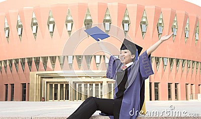 A cheering graduate Stock Photo