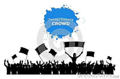 Cheering or Protesting Crowd Vector Illustration